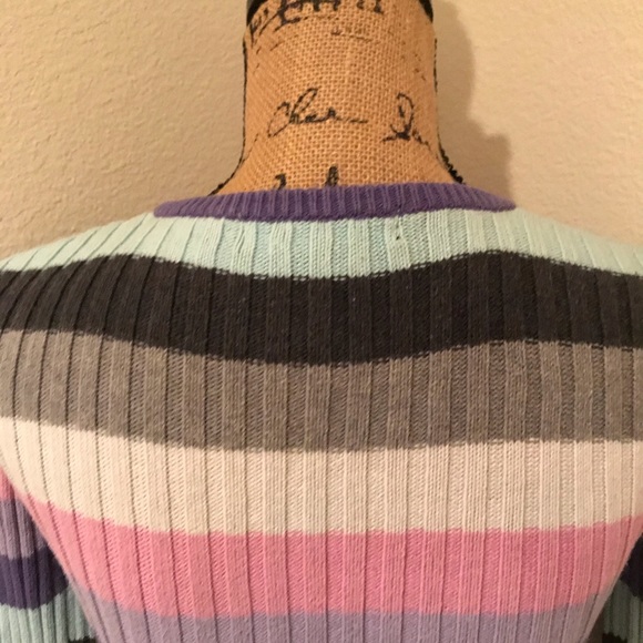 No Boundaries Striped Ribbed Long Sleeve Crew Neck Sweater- S - Picture 10 of 14